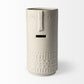 14" White Abstract Cylinder Ceramic Table Vase