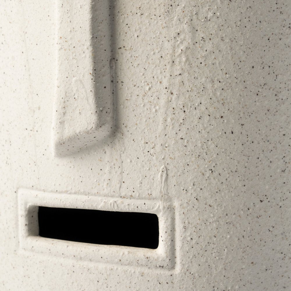 14" White Abstract Cylinder Ceramic Table Vase