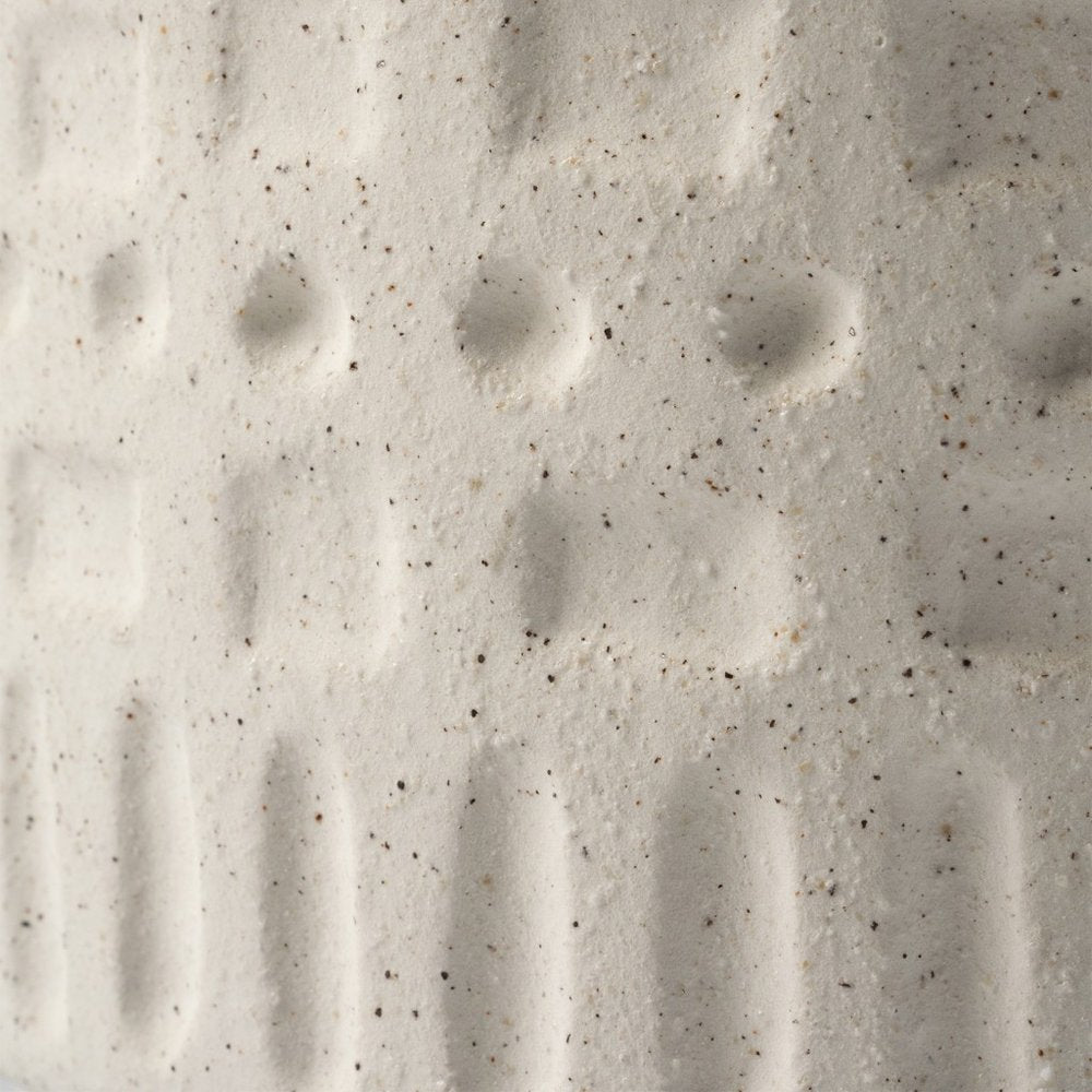 14" White Abstract Cylinder Ceramic Table Vase