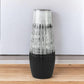 19" Black Gray And White Abstract Cylinder Ceramic Table Vase
