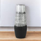 19" Black Gray And White Abstract Cylinder Ceramic Table Vase