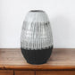 13" Black Gray And White Abstract Cylinder Ceramic Table Vase