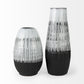 13" Black Gray And White Abstract Cylinder Ceramic Table Vase