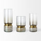 11" Gold Abstract Cylinder Crystal Glass Table Vase