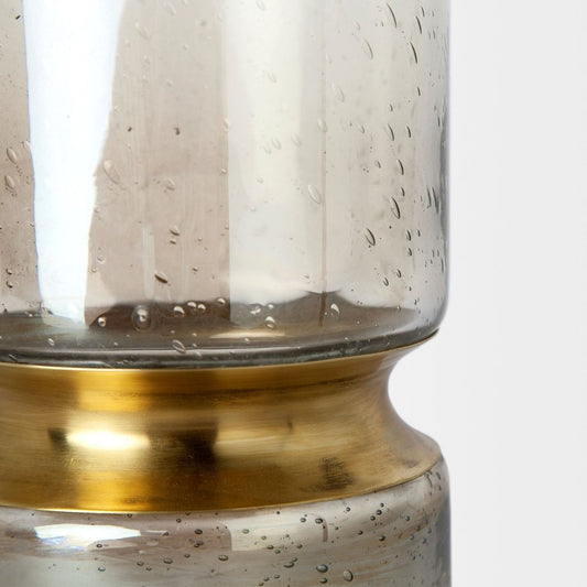 11" Gold Abstract Cylinder Crystal Glass Table Vase