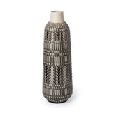 14" Gray Abstract Cylinder Ceramic Table Vase