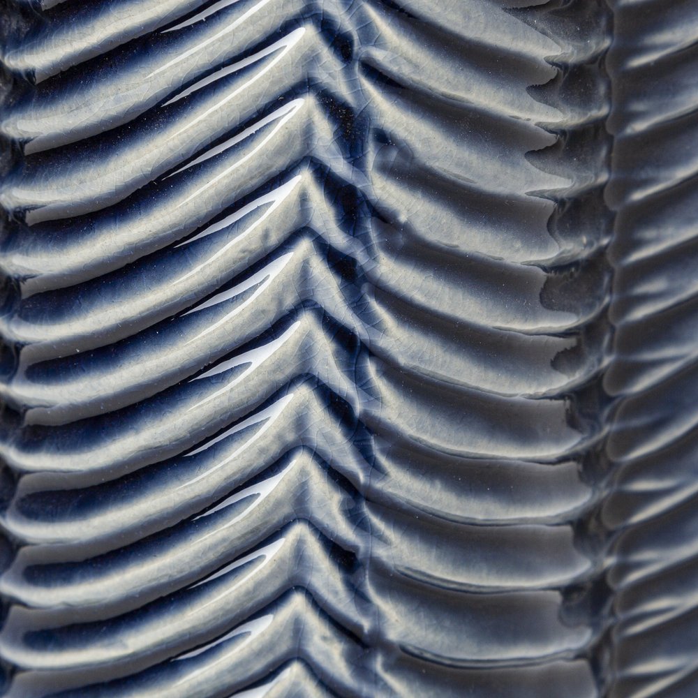 10" Navy Blue Abstract Ceramic Cylinder Table Vase