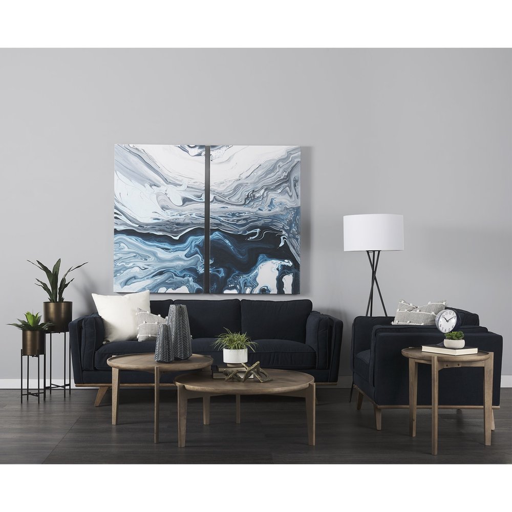 10" Navy Blue Abstract Ceramic Cylinder Table Vase