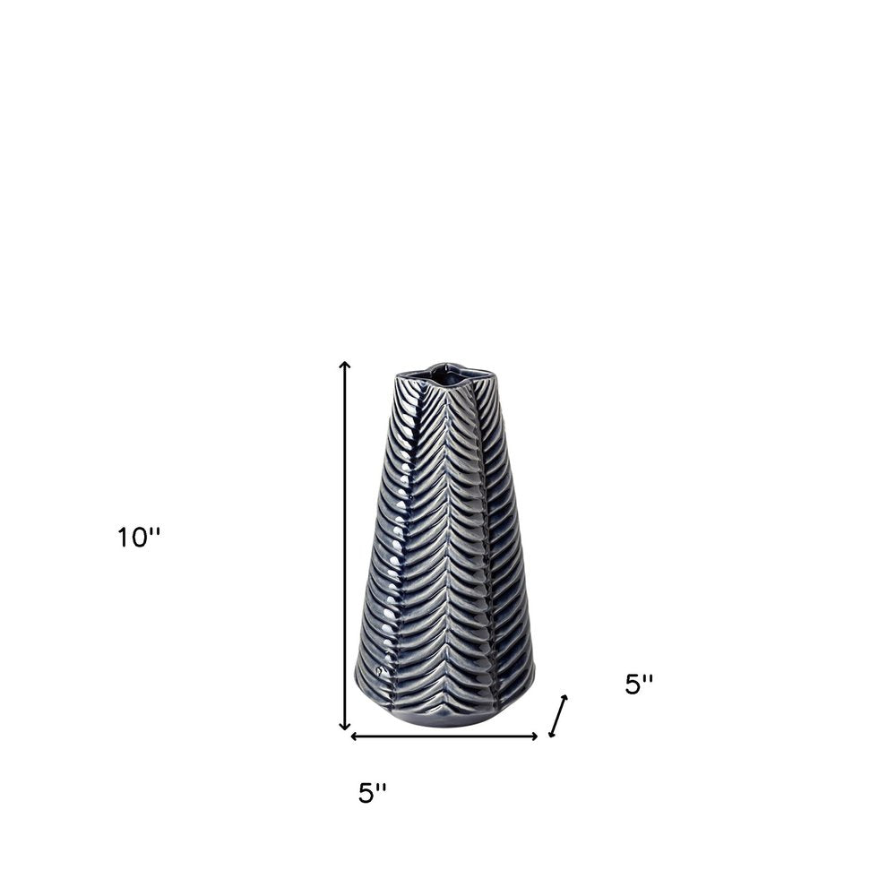10" Navy Blue Abstract Cylinder Ceramic Table Vase