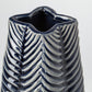 16" Navy Blue And White Abstract Ceramic Table Vase