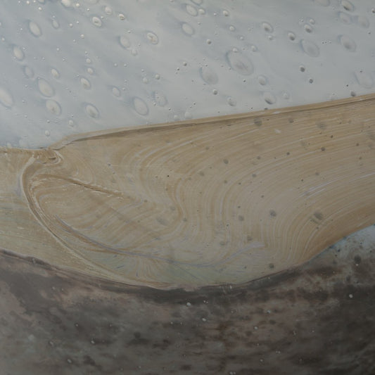 9" Blue And Brown Seeded Glass Table Vase