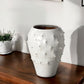 14" White Abstract Cylinder Ceramic Table Vase