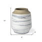 10" Blue Sand And White Abstract Cylinder Ceramic Table Vase