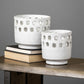 Set of Two White Abstract Cylinder Ceramic Table Vase