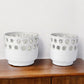 Set of Two White Abstract Cylinder Ceramic Table Vase