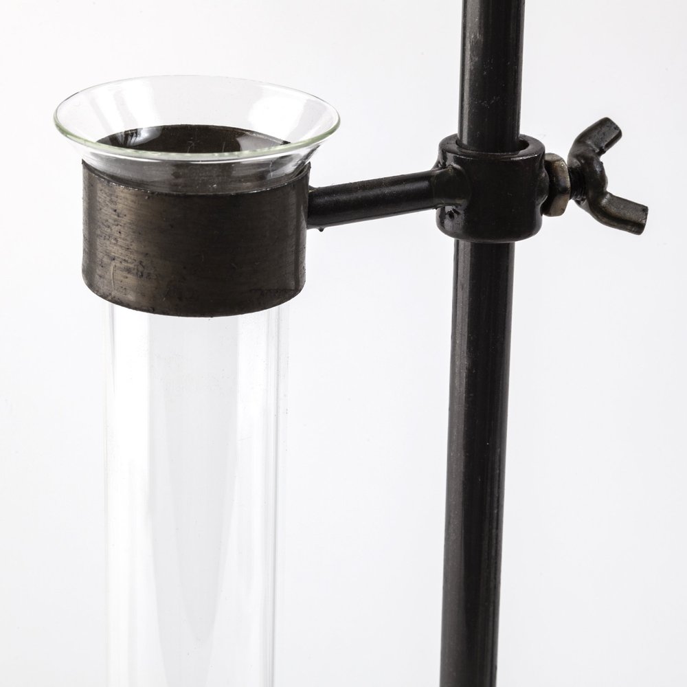 Set of Two Dark Brown Abstract Metal Cylinder Table Vases