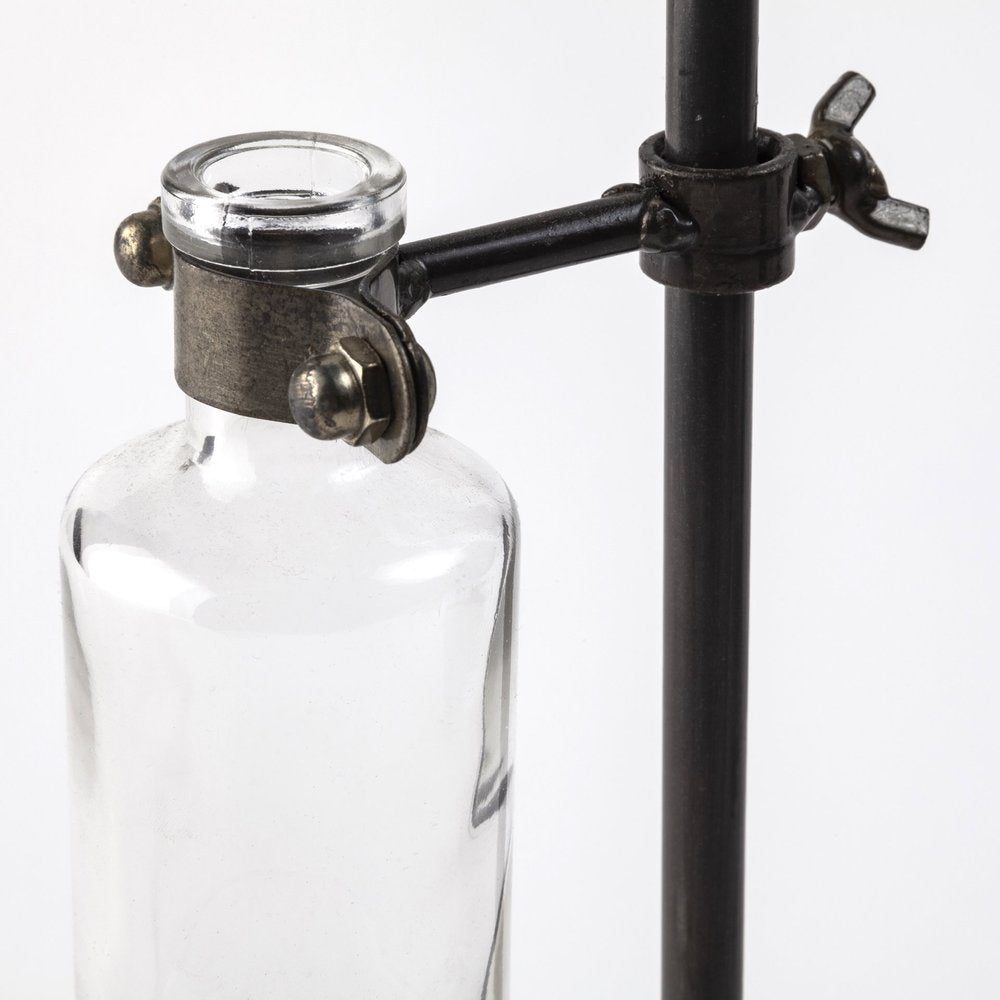 Set of Two Dark Brown Abstract Metal Cylinder Table Vases