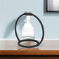8" Clear and Black Glass and Metal Abstract Cylinder Table Vase