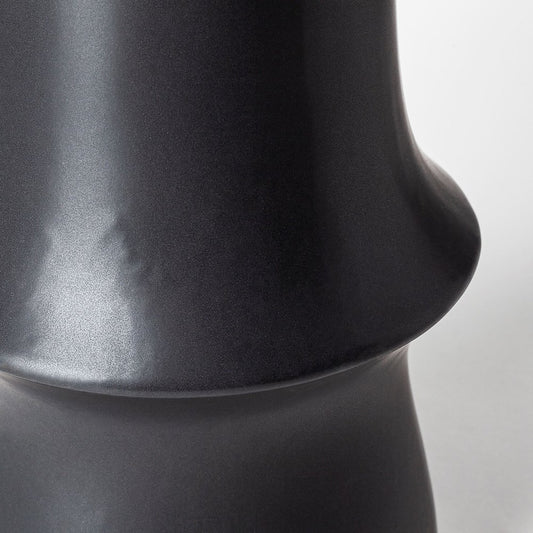 17" Black Abstract Cylinder Ceramic Table Vase