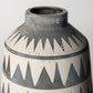 10" Gray And Ivory Geometric Cylinder Ceramic Table Vase