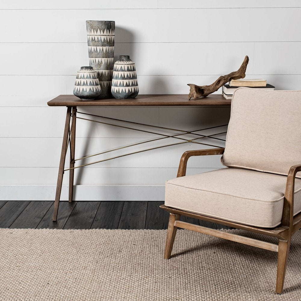 10" Gray And Ivory Geometric Cylinder Ceramic Table Vase