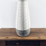 21" Gray And White Abstract Cylinder Ceramic Table Vase