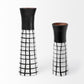 24" Black And White Abstract Cylinder Ceramic Table Vase
