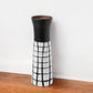 24" Black And White Abstract Cylinder Ceramic Table Vase