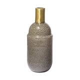 12" Brown Abstract Cylinder Crystal Glass Table Vase