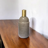 12" Brown Abstract Cylinder Crystal Glass Table Vase