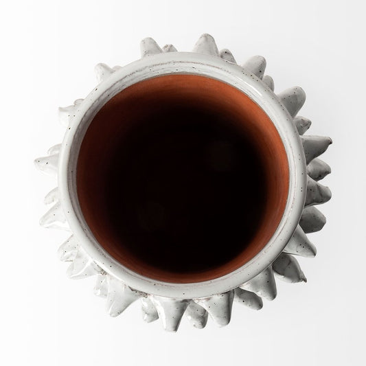 7" Gray Abstract Cylinder Spikey Ceramic Table Vase