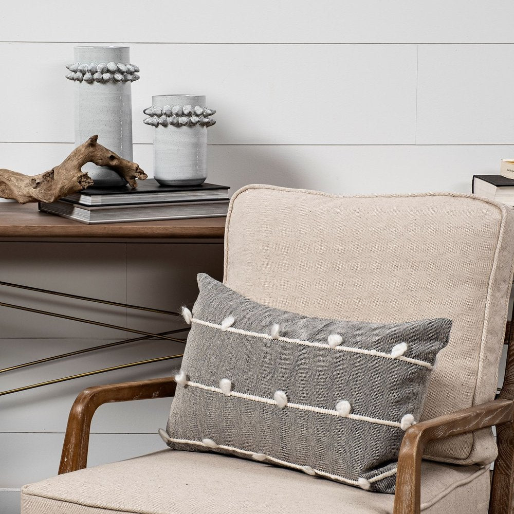 7" Gray Abstract Cylinder Spikey Ceramic Table Vase