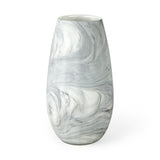 12" Gray And White Abstract Cylinder Crystal Glass Table Vase