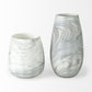 12" Gray And White Abstract Cylinder Crystal Glass Table Vase