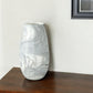 12" Gray And White Abstract Cylinder Crystal Glass Table Vase