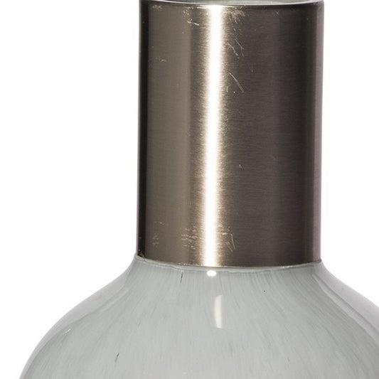 16" Bronze And White Ombre Glass Cylinder Table Vase