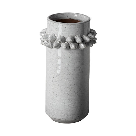 11" Gray Abstract Cylinder Ceramic Table Vase