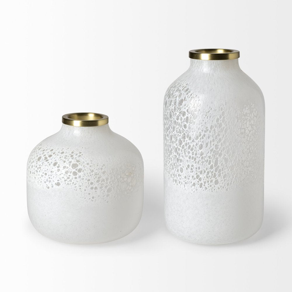 8" White Abstract Cylinder Crystal Glass Table Vase