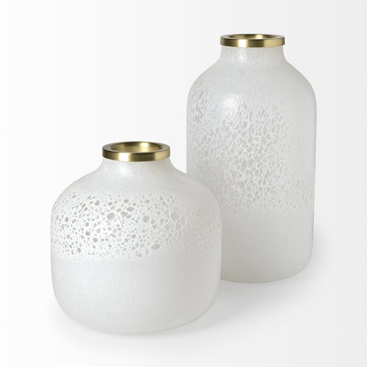 8" White Abstract Cylinder Crystal Glass Table Vase