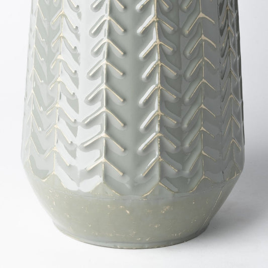 11" Green Abstract Cylinder Metal Table Vase