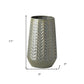 11" Green Abstract Cylinder Metal Table Vase