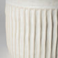 12" White Ribbed Ceramic Cylinder Table Vase