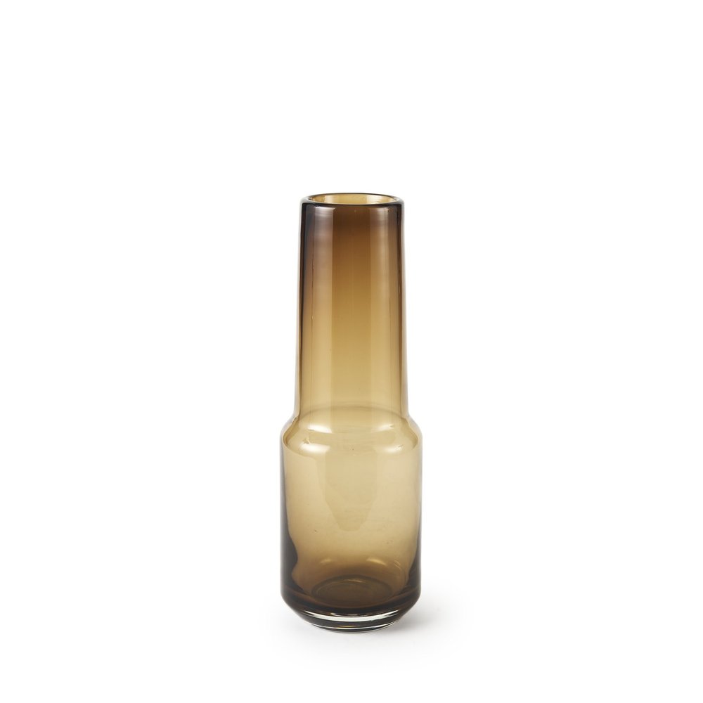 12" Brown Cylinder Crystal Glass Table Vase