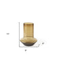 10" Golden Brown Abstract Cylinder Crystal Glass Table Vase