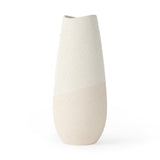 14" Cream Abstract Cylinder Ceramic Table Vase