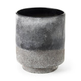 9" Brown And Black Abstract Cylinder Ceramic Table Vase