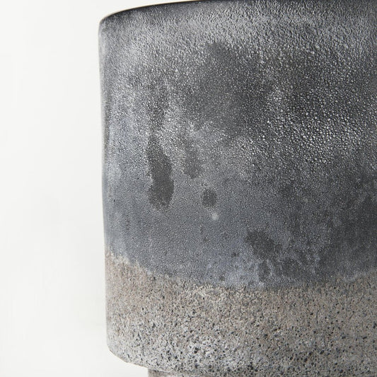 9" Brown And Black Abstract Cylinder Ceramic Table Vase