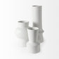 9" White Abstract Cylinder Ceramic Table Vase