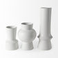 11" White Abstract Cylinder Ceramic Table Vase