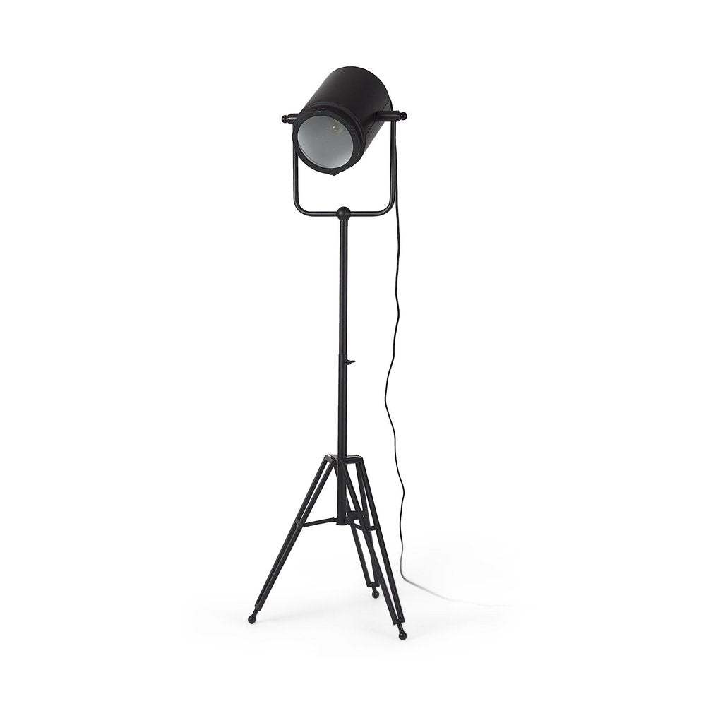 61" Black LED Floor Lamp With Black Metal Shade